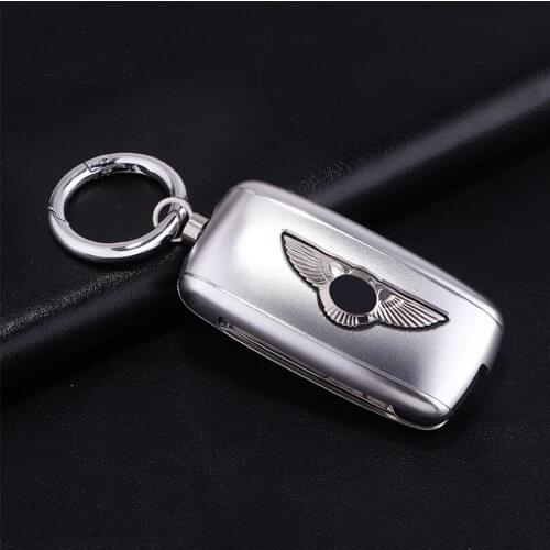 Aluminum Alloy Car Key Case cover Key Shell FOB keyring for Bentley Continetal Mulsanne Flying Spur Bentayga key Bag Protector