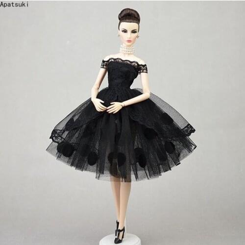 Black Lace Polka Princess Dress for Barbie Doll Clothing Outfits Party Dresses for Blythe Doll Clothes 1/6 Dolls Accessories Toy