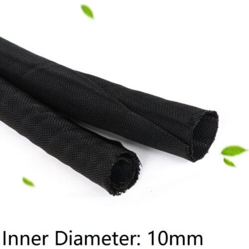 Black ID 10mm Expandable Braided Cable Sleeve PET Self Closing Insulated Flexible Pipe Hose Tube Split Wire Wrap Line Protect