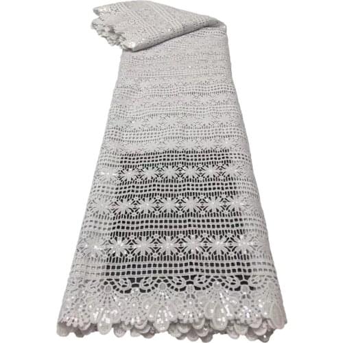 Pure White Nigerian Lace Fabrics 2021 High Quality Cord Lace African Guipure Lace Fabric Sequins Lace Fabric For Party Sewing