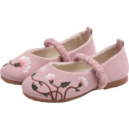 Childrens Autumn Casual Shoes Girls Princess Shoes Girls Ethnic Style Embroidered Shoes Childrens Performance Shoes Girls Flat