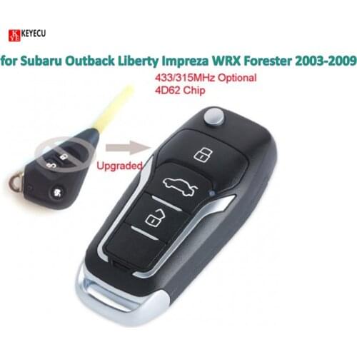 Keyecu DIY Upgraded Flip Remote Car Key Fob 315/433MHz 4D62 for Subaru Outback Liberty Impreza WRX Forester 2003-2009 Years