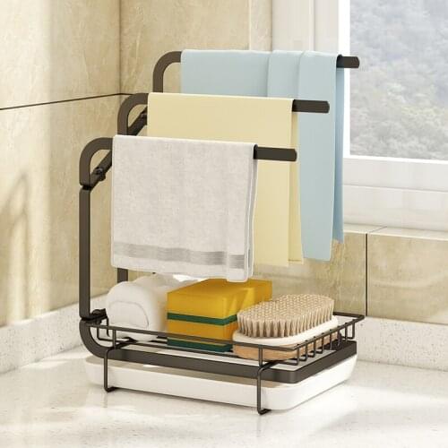 Drain Rack Storage Sink Organizer Rack Kitchen Bathroom Storag Organizer Sponge Holder Container Shelf Accessories Carbon Steel