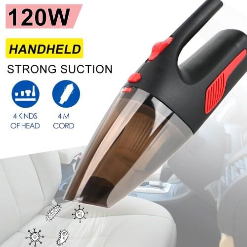 For Car Home Car Cleaning Tool 120W 12V 5000PA Handheld Car Vacuum Super Suction Wet/Dry Dual-Use Cordless/Car Plug Cleaner