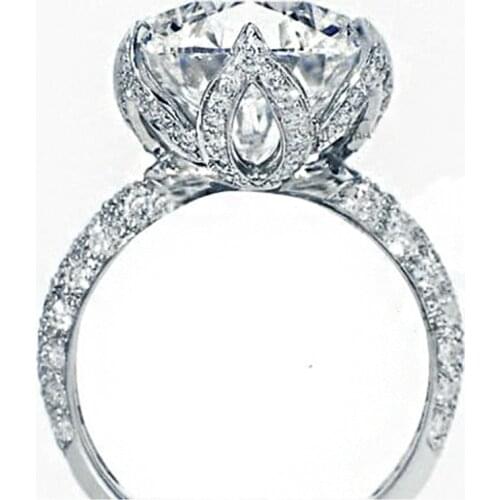 Solitaire Flower ring 925 Sterling silver 3ct AAAAA Sona Zircon cz Wedding Band Rings for women Bridal Statement Party Jewelry