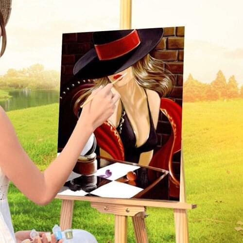 Woman Coloring By Numbers Painting Package Acrylic Paints 40*50 Paiting By Numbers Handmade For Kids Wholesale