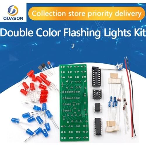 Red Blue Double Color Flashing Lights Kit Strobe NE555 + CD4017 Practice Learning DIY Kits Electronic Suite