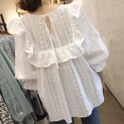 2021 Short-sleeve New Lady Shirts Sunscreen Fashion Blouse Female Off-shoulder Chiffon Blouses Women Chic Blusa Mujer 15574