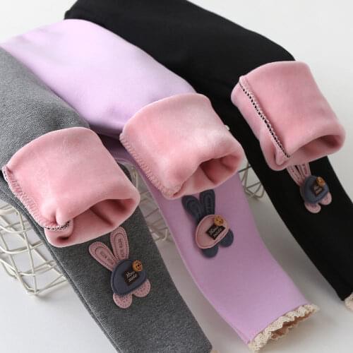 New Children Pants Winter Girls Plush Warm Skinny Trousers Baby Sports Long Pants Thicken Kids Outwear Clothing 3 5 6 7 8 Years