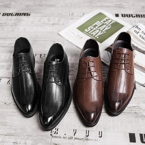 2020 spring new formal shoes British style brand fashion mens shoes lace outdoor social leather shoes designer mens shoes