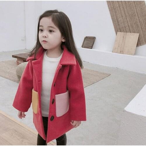 Childrens coat girls woolen coat fashion
