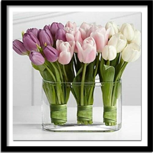 Needlework Diy Diamond Painting Tulip Handwork Diamond Embroidery Rhinestone Crystal Full Square Diamond Decoration