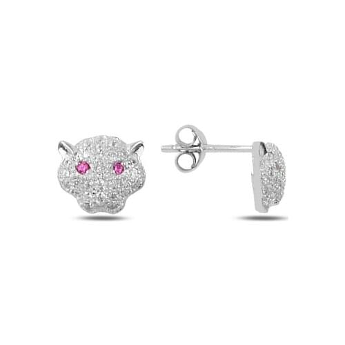 Silver 925 Sterling Zircon Stone Tiger Earrings