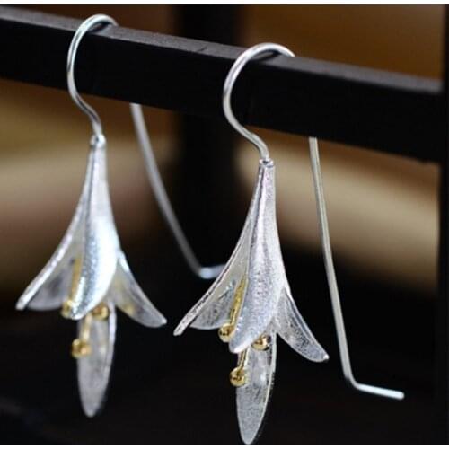 Fashion Flower Long Drop Earrings for Women Wedding Vintage Silver Color Tassel Earrings for Girl Friend Best Gift Jewelry