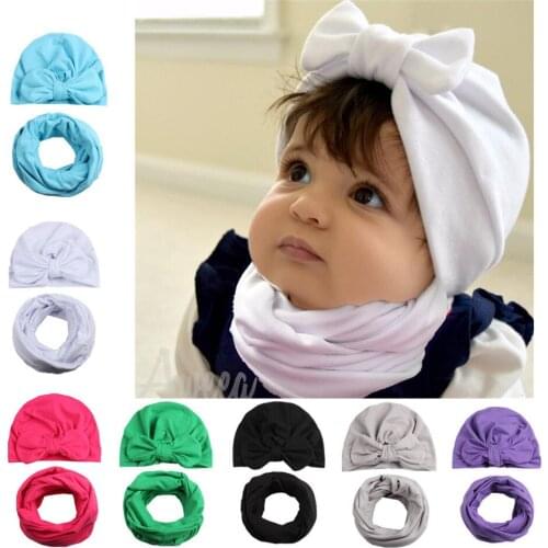 New Baby Hat Scarf Boys Girls Infant Children Scarf Kids Hat Caps O-Collar Scarf Winter Warm Knit Crochet Beanie Cap Scarf Sets