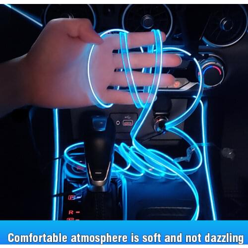 OKEEN 1m/2m/3m/5m LED Car Interior Light Neon Strips Auto LED Strip Garland EL Wire Rope Car Decoration lamp Flexible Tube