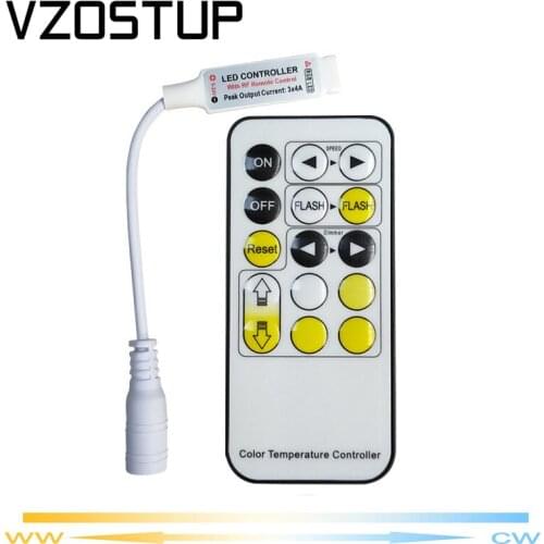 DC5-24V 3A/CH CCT LED Controller 15keys RF Wireless Remote for 5050 WW+CW Dual Color Strip Light Adjust Color Temperature