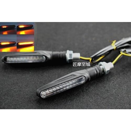 Universal Flexible flowing water flicker LED Motorcycle Turn Signal Light motorbike indicator Amber lamp Flashers foldable
