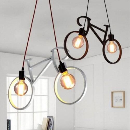 Nordic Modern Style Bicycle Metal Iron Chandelier Lampshade E27 Edison Restaurant Childrens Room Bedroom Lamp Coffee Shop
