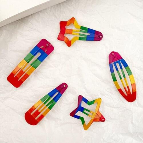 10PCS/Lot New Lovely Rainbow Metal Girls Hairpins Snap Hair Clip Kids Baby BB Clips Headwear Hair Accessories