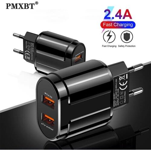 18W Dual USB Port Wall Charger Mobile Phone Portable Charging EU/US Plug Charger Adapter For iPhone XR XS Max 11 Pro Samsung A70