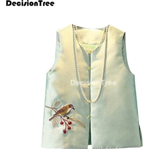 2021 embroidery qipao traditional chinese vest shirt tops for women oriental linen shirt blouse female cheongsam top