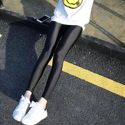2021 Leggings Women Plus Size Black Bright Legging Femme Autumn Elastic High Waist Thin Glossy Skinny Stretchy All-match Pants
