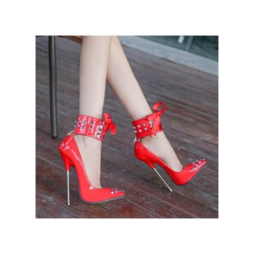 Plus size high heels European and American nightclub fashion trend new explosion models rivet ankle strap sexy ladies wedding