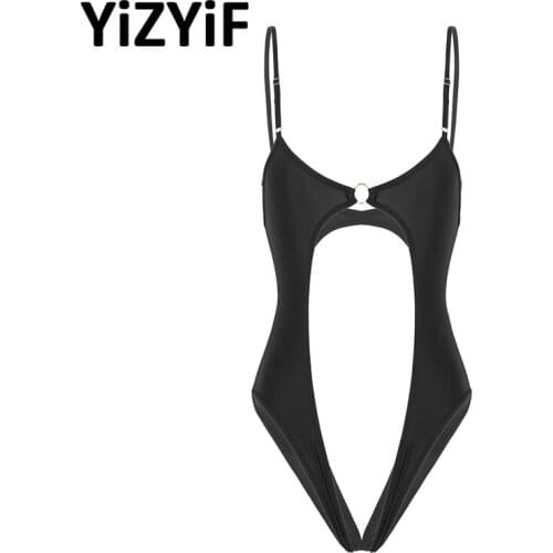 Women One-piece Bodysuit Sexy Smooth Silky Lingerie Sleeveless Crotchless Open Butt Leotard Bodysuit Lingerie Sexy Nightwear