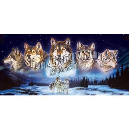 Animals,5D Diy Diamond Painting,Wolves in the Snow,Embroidered With Rhinestones,Square,Diamond Painting,Home Wall Decoration