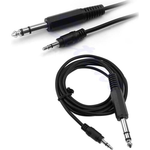 5Ft 1.5m 1/4" 6.35mm TRS Stereo Male To 1/8" 3.5mm Male Plug Mic Aux Cable Cord