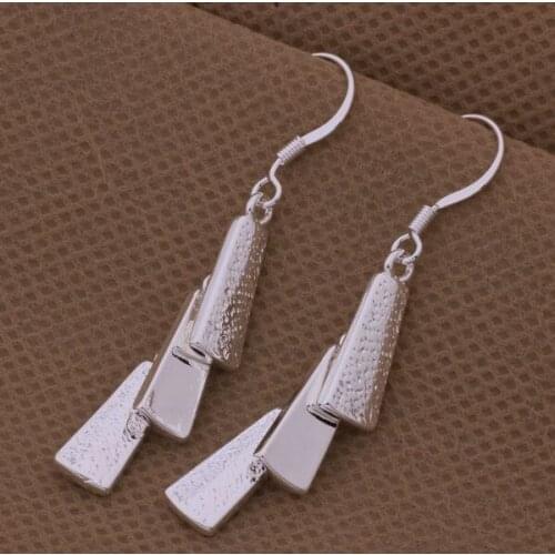 AE518 Hot sterling earrings , fashion jewelry , Three piece of plate /cofalfma ayhajpoa silver color