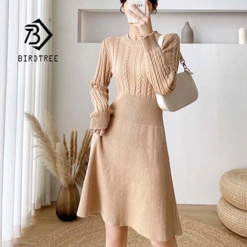 Модные вязаные платья BIRDTREE TB China At AliExpress