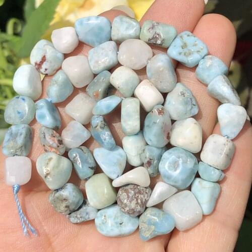 8-10mm Natural Irregular Larimar Stone Beads Loose Spacer Beads For Jewelry Making DIY Bracelet Necklace Finding 15” Strand