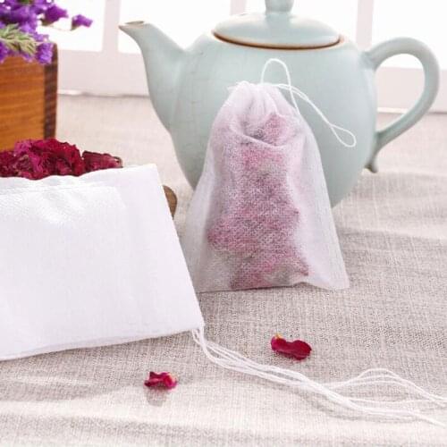 Tea Bags 100Pcs/Lot Empty Teabag Scented Drawstring Pouch Bag Filter Cook Herb Spice Loose Coffee Pouches Tools
