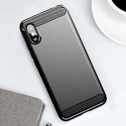 For Redmi 9A Case Silicone Soft TPU Shockproof Cover Carbon Fiber Pattern Brushed Cases For Xiaomi Redmi9A Redmi 9A Phone Case