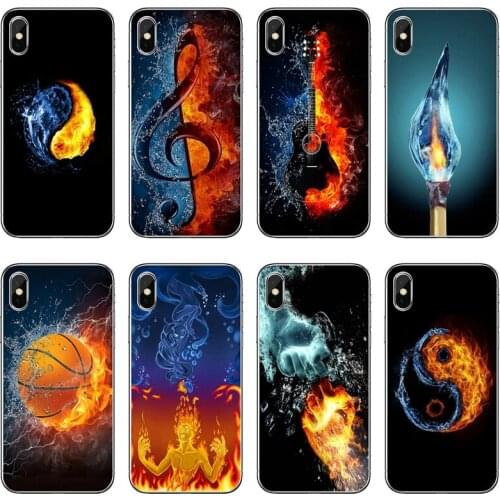 Fire and ice pattern Soft Phone Case For Samsung Galaxy A71 A70 A60 A51 A50 A41 A40 A31 A30 A20E A21S A12 A10 A7 A5 A3