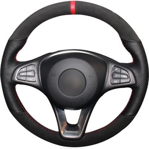 Black Suede Car Steering Wheel Covers for Mercedes Benz C180 C200 C260 C300 B200 E200 E300 CLS260 CLS300 GLC260 GLC300 GLE300