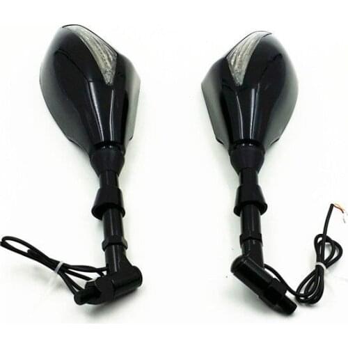 Black LED Turn Signal Mirrors Mir For Suzuki Honda Kawasaki BMW Ducati Nake Bike