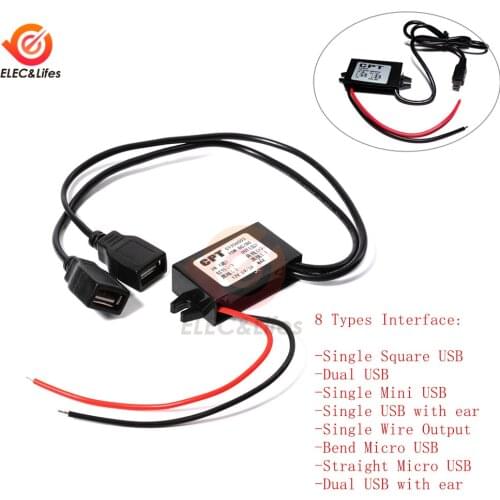 DC-DC 12V to 5V 3A 15W Car Power Step Down Buck Converter Power Supply Male Female Micro USB Mini USB Adapter Auto Protection