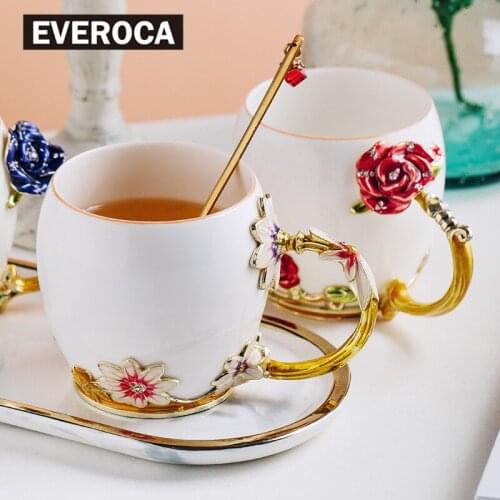 Enamel Water Cup, Ceramic Coffee Cup, European Style Tea Cup, Creative Gift Cup, Household Water Cup Funny Coffee Cups