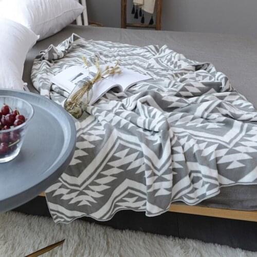 Cotton Knitted Thread Blankets Washable Air-condition Warm Nap Blankets Bedsheet Portable Throw Blanket for Sofa/Bed/Car