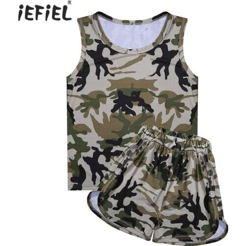 Kids Clothes Camouflage Boys Workout Sports Outfits Children Sleeveless Vest Top And Shorts Summer Set Casual Tracksuit Outfit