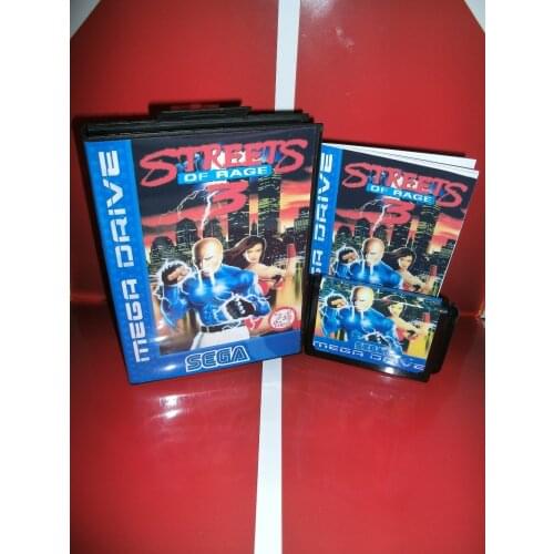 Streets Of Rage III game cartridge with box and manual 16 bit MD card for Sega MegaDrive for Genesis