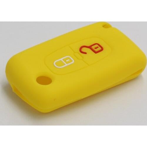 2PC Silicone Holder Keychain Key Cover Shell Case for Citroen C8 for Peugeot 2 Button Remote Key Holder Protection Skin Fob