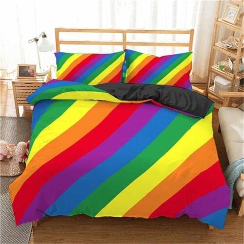 3d Rainbow Colorful Stripe Printed Comforter Bedding Sets Modern Geometric Twin Queen Size Polyester Duvet Cover For home decor
