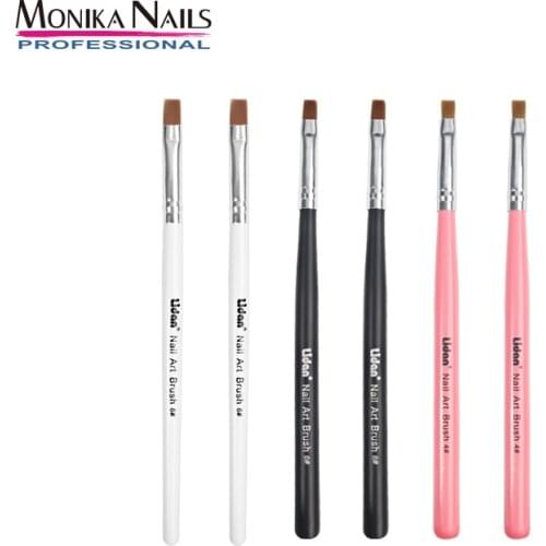 Lidan 4 color nail French light therapy flat design DIY pen Painting Drawing Tip wooden handle manicure embellishment nail tool