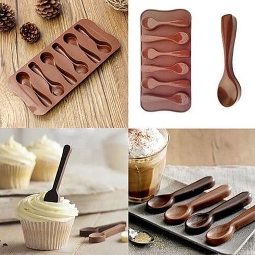 Spoon Silicone Mold Handmade Soap Mold Cake Baking Tool Coffee Silicone Spoon Chocolate Biscuit Candy Jelly DIY Mold