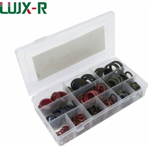 LUJX-R 245pcs Bonded Washer Kit Sealing Flat Gasket Set Rubber Oil Pipe Repair Assortment Kit Seal Boxes Handware Accessories