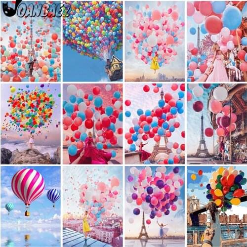 Colorful Balloon Diamond Painting Landscape Cross Stitch Embroidery Eiffel Tower Mosaic Kit 5D Diy Inlaid Craft Decoration Gifts